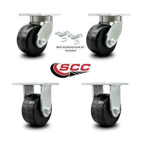 Service Caster 6 Inch Extra Heavy Duty Phenolic Wheel Caster Swivel Locks 2 Rigid SCC, 2PK SCC-KP92S630-PHR-BSL-2-R-2